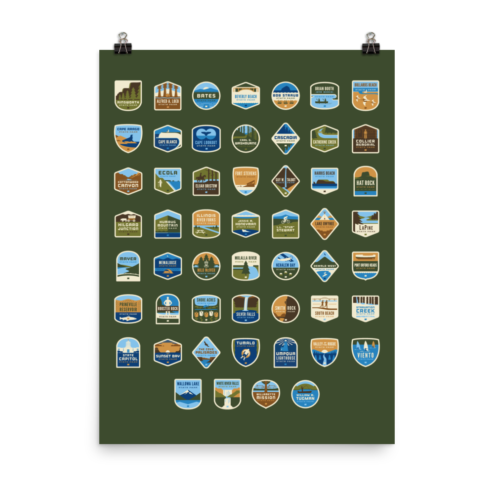 53 Oregon State Parks "Bedroom Poster" 18"x24"