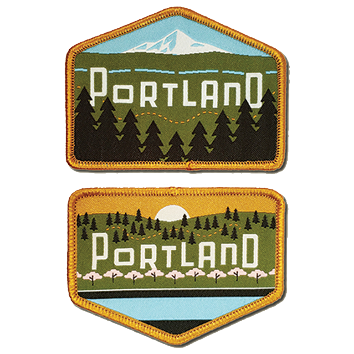 Portland Skyline "East snd West" 2 Iron-on Patch Set