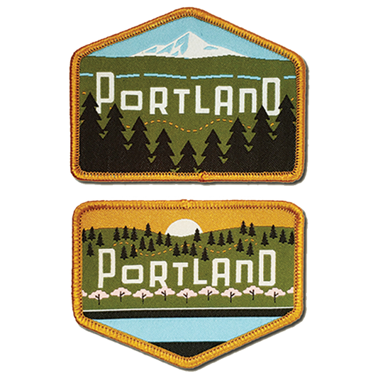 Portland Skyline "East snd West" 2 Iron-on Patch Set